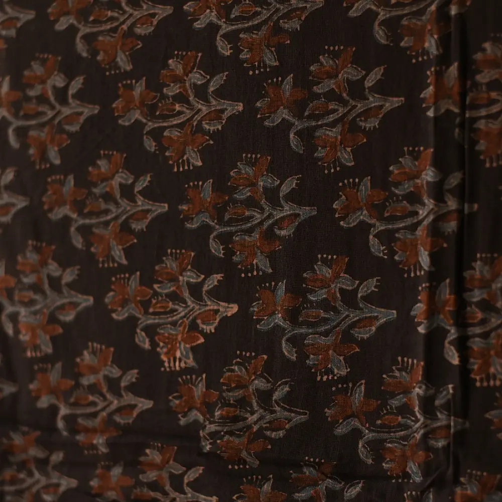 Ajrakh printed cotton dupatta with intricate hand carved block patterns