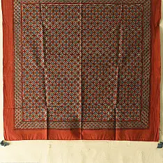 Neelanjana . नीलांजना ~ Square Ajrakh Cotton Red Scarf
