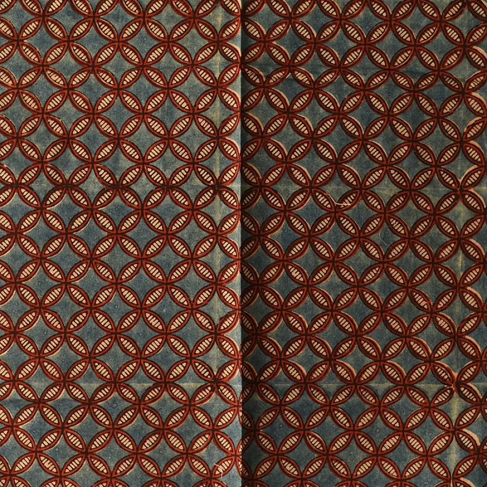 red ajrakh cotton square scarf indigo blue black geometric trellis block print hand block printed natural dyed scarf tassels