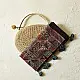 indigo blue madder red ajrakh cotton stole hand block printed geometric patchwork body ornate floral vine mandala border traditional artisanal scarf sustainable fashion natural dyed with tassels
