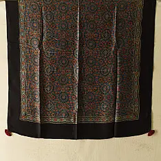 Neelanjana . नीलांजना ~ Ajrakh Block Printed - Square Modal Silk Scarf - A