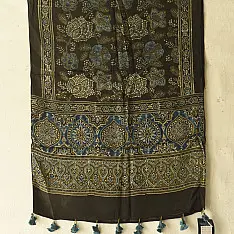 Anagi | Natural Dyed Ajrakh Block Printed Modal Silk Stole