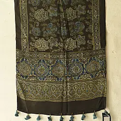 Anagi | Natural Dyed Ajrakh Block Printed Modal Silk Stole