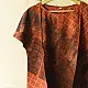 madder red charcoal blue ajrakh cotton top diagonal geometric grid block print hand block printed boxy fit artisanal blouse women sustainable fashion natural dyed