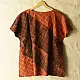 madder red charcoal blue ajrakh cotton top diagonal geometric grid block print hand block printed boxy fit artisanal blouse women sustainable fashion natural dyed