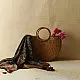 black ajrakh silk square scarf paisley pattern hand block printed rust indigo natural dyed scarf