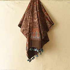 Sakhi . सखी ⁂ Ajrakh Block Printed Pure Cotton Dupatta  (37)