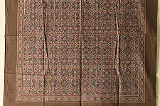 Neelanjana . नीलांजना ~ Square Ajrakh Block Printed Cotton Brown Scarf