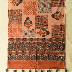 Amoha . अमोहा | Ajrakh Block Printed Cotton Beige Stole