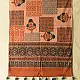 terracotta peach indigo blue ajrakh cotton stole hand block printed patchwork floral buta body ornate geometric mandala border traditional artisanal scarf sustainable fashion natural dyed with tassels