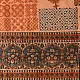terracotta peach indigo blue ajrakh cotton stole hand block printed patchwork floral buta body ornate geometric mandala border traditional artisanal scarf sustainable fashion natural dyed with tassels