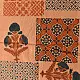 terracotta peach indigo blue ajrakh cotton stole hand block printed patchwork floral buta body ornate geometric mandala border traditional artisanal scarf sustainable fashion natural dyed with tassels