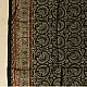 black ajrakh silk square scarf paisley pattern hand block printed rust indigo natural dyed scarf