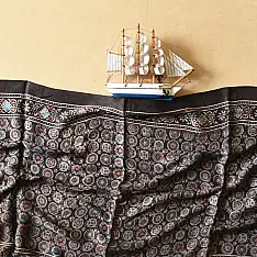 Anagi | Natural Dyed Ajrakh - Modal Silk Carbon Black Stole