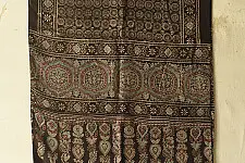 Anagi | Natural Dyed Ajrakh - Modal Silk Carbon Black Stole