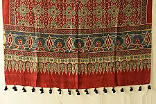 Ajrakh Mulberry Silk Dupatta | Natural dyed - Red