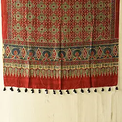 Ajrakh Mulberry Silk Dupatta | Natural dyed - Red