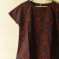 Natural Dyed ~ Ajrakh Block Printed Cotton Top