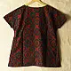 deep indigo blue and madder red ajrakh cotton top geometric diamond jaal block print hand block printed boxy fit artisanal blouse women sustainable fashion natural dyed