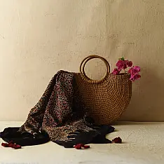 Neelanjana . नीलांजना ~  Square Modal Silk Scarf  ~ Ajrakh Printed