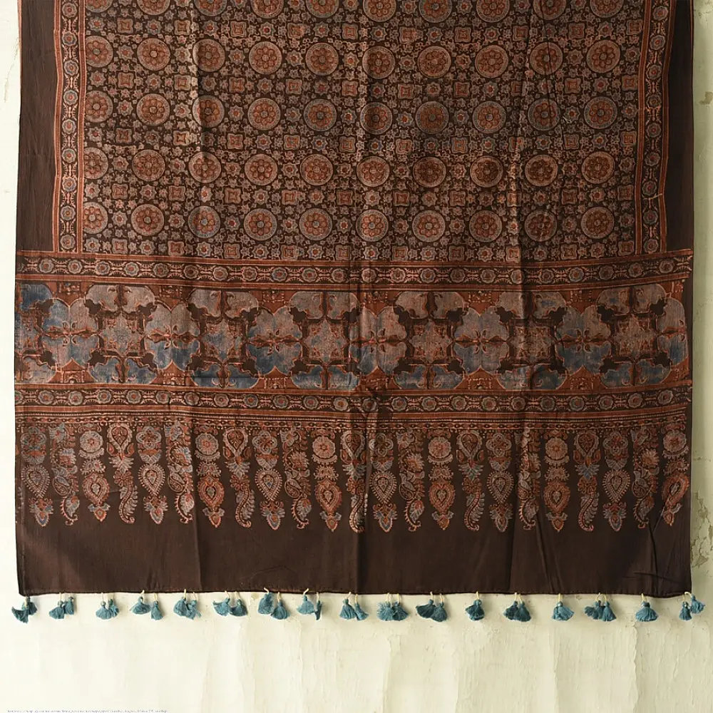 Find Authentic Ajrakh Block Printed Dupatta in Pure Cotton