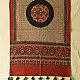 terracotta madder red ajrakh cotton stole hand block printed large circular chand moon medallion geometric lattice body ornate floral mihrab border traditional artisanal scarf sustainable fashion natural dyed with tassels