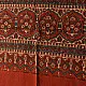 terracotta madder red ajrakh cotton stole hand block printed large circular chand moon medallion geometric lattice body ornate floral mihrab border traditional artisanal scarf sustainable fashion natural dyed with tassels
