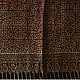 black ajrakh silk square scarf hand block printed rust indigo geometric pattern tassel scarf
