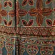deep indigo blue madder red ajrakh modal silk dupatta hand block printed patchwork body chand moon medallion motifs ornate petal pallu traditional mihrab arched detail wedding festive wear sustainable luxury natural dyed with tassels