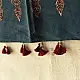 deep indigo blue madder red ajrakh modal silk dupatta hand block printed patchwork body chand moon medallion motifs ornate petal pallu traditional mihrab arched detail wedding festive wear sustainable luxury natural dyed with tassels
