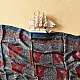 deep indigo blue madder red ajrakh modal silk dupatta hand block printed patchwork body chand moon medallion motifs ornate petal pallu traditional mihrab arched detail wedding festive wear sustainable luxury natural dyed with tassels