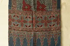 Anagi | Ajrakh Modal Silk Stole With Natural Dyed - Red & Blue