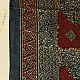 deep indigo blue madder red ajrakh modal silk dupatta hand block printed patchwork body chand moon medallion motifs ornate petal pallu traditional mihrab arched detail wedding festive wear sustainable luxury natural dyed with tassels