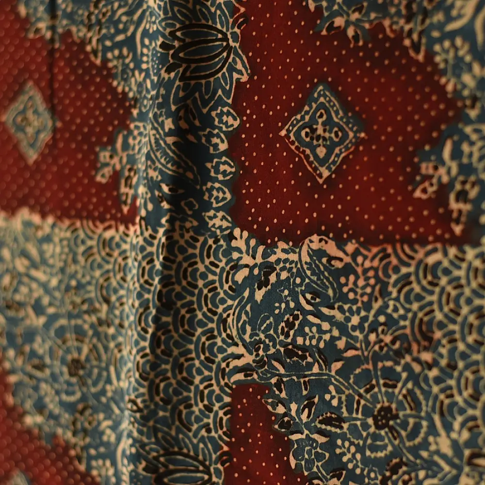 deep indigo blue madder red ajrakh modal silk dupatta hand block printed patchwork body chand moon medallion motifs ornate petal pallu traditional mihrab arched detail wedding festive wear sustainable luxury natural dyed with tassels