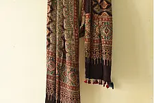 Ajrakh Mulberry Silk Dupatta | Natural dyed - J