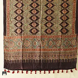 Ajrakh Mulberry Silk Dupatta | Natural dyed - J