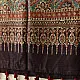 mulberry silk ajrakh dupatta chocolate brown indigo blue chand-buti moon medallion jaal block print minaret border red tassels hand block printed natural dyed silk dupatta
