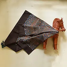 Neelanjana . नीलांजना ~ Hand Block Printed Ajrakh Cotton Square Scarf