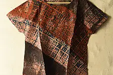 Natural Dyed ~ Ajrakh Cotton Top - Dark Brown