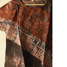 Natural Dyed ~ Ajrakh Cotton Top - Dark Brown