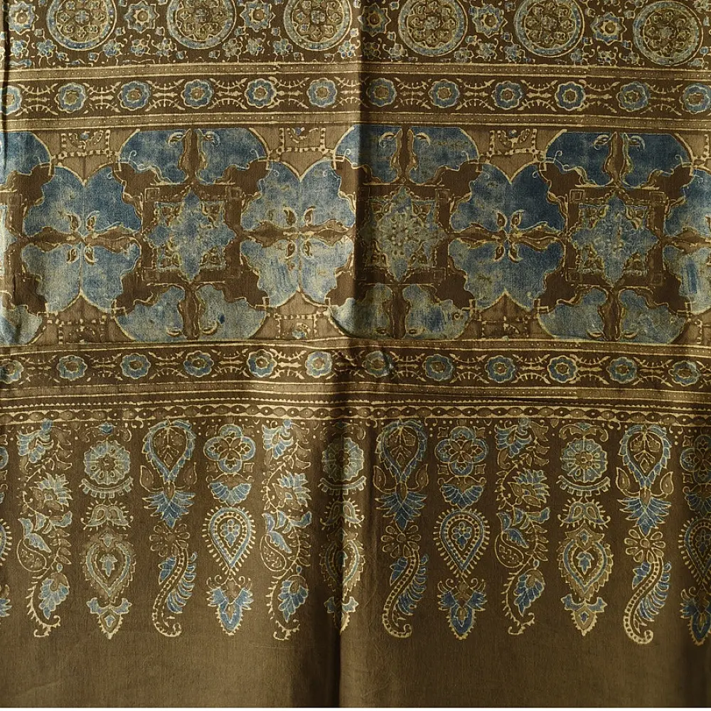 Dual Toned Hand Printed Pure Cotton Ajrakh Dupatta