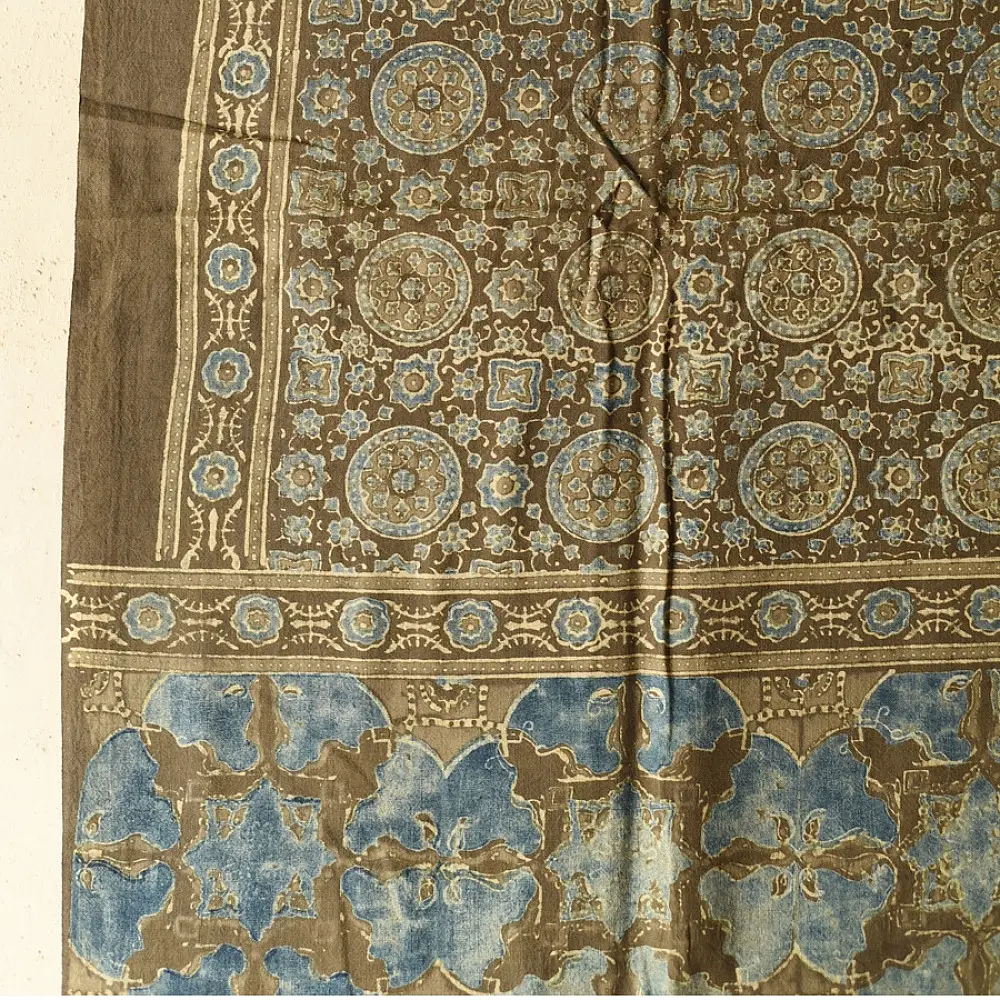 Dual Toned Hand Printed Pure Cotton Ajrakh Dupatta