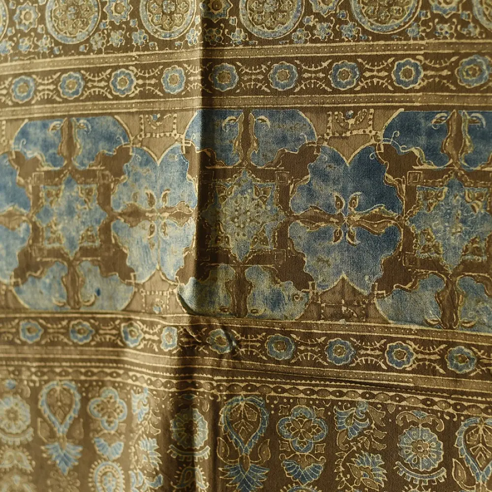 Dual Toned Hand Printed Pure Cotton Ajrakh Dupatta