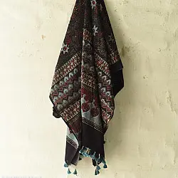 Sakhi . सखी ⁂ Ajrakh Block Printed Pure Cotton Dupatta (12)