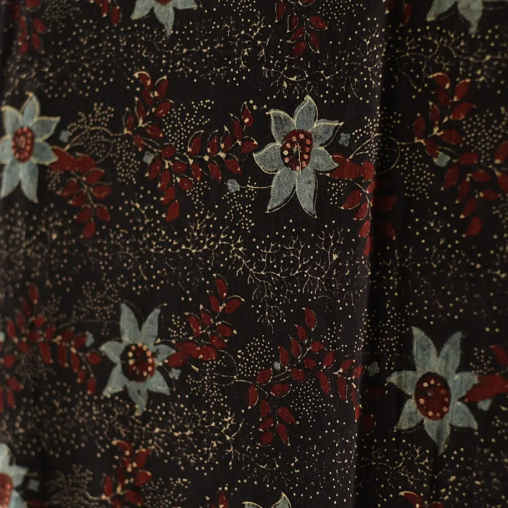 Ajrakh hand printed pure cotton dupatta with detailed floral geometry