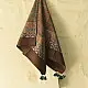 brown ajrakh silk square scarf intricate block pattern orange indigo hand block printed natural dyed scarf