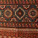madder red indigo blue ajrakh cotton stole hand block printed floral medallion jaal body traditional paisley kalka border ornate mihrab arched detail artisanal scarf sustainable fashion natural dyed with tassels