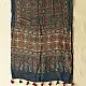 deep indigo blue madder red ajrakh modal silk dupatta hand block printed floral medallion jaal body ornate cross-lattice pallu traditional mihrab arched detail wedding festive wear sustainable luxury natural dyed with tassels