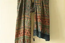 Ajrakh Mulberry Silk Dupatta | Natural dyed - O