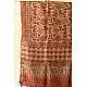 terracotta madder red ajrakh tussar silk stole hand block printed floral jaal body ornate paisley kalka border traditional mihrab arched detail artisanal scarf sustainable wild silk natural dyed